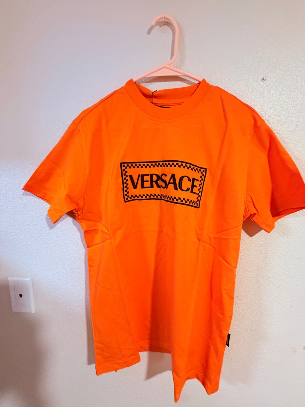 Versace Bright Orange Logo Short-Sleeve Tee